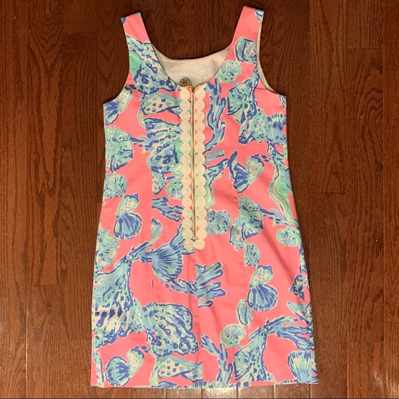 Lilly Pulitzer Pink Dress with Blue Shells, NWT - Picture 3 of 7
